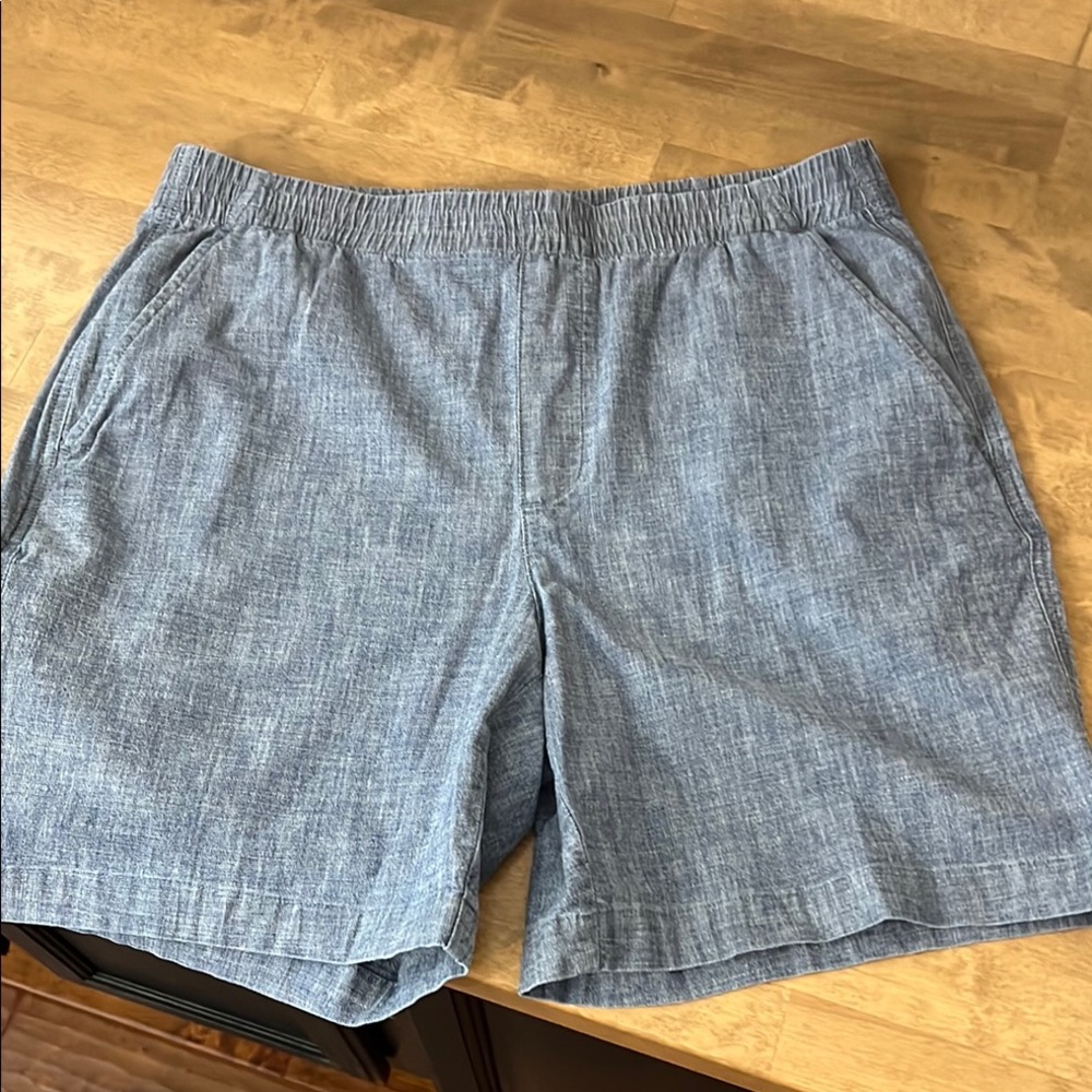 Lands’ End Women's Blue Chambray Casual Elastic Waist 4- Pocket Shorts Sz 12